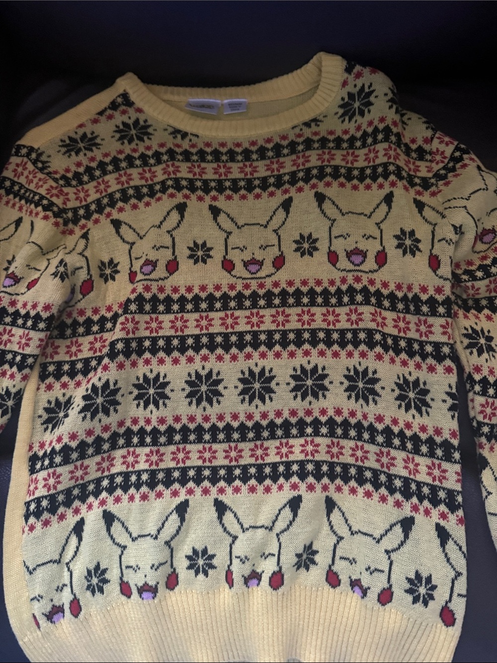 Yellow Pikachu Pattern Men’s Knit Sweater